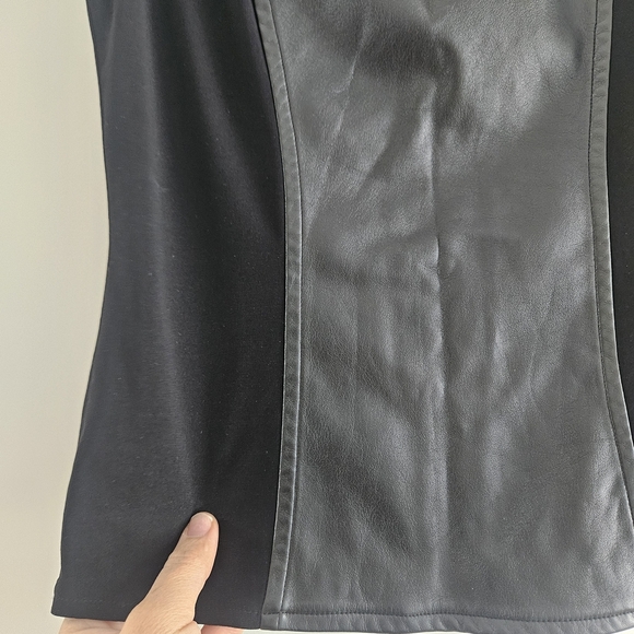 Joseph Ribkoff Black Faux Leather Panel Tank Top - Picture 2 of 3